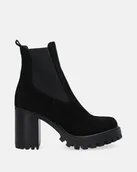 Botki damskie - Czarne sztyblety na obcasie - Venezia - miniaturka - grafika 1