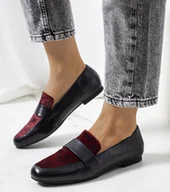 Botki damskie - Czarno bordowe półbuty damskie Kolk-37 - miniaturka - grafika 1