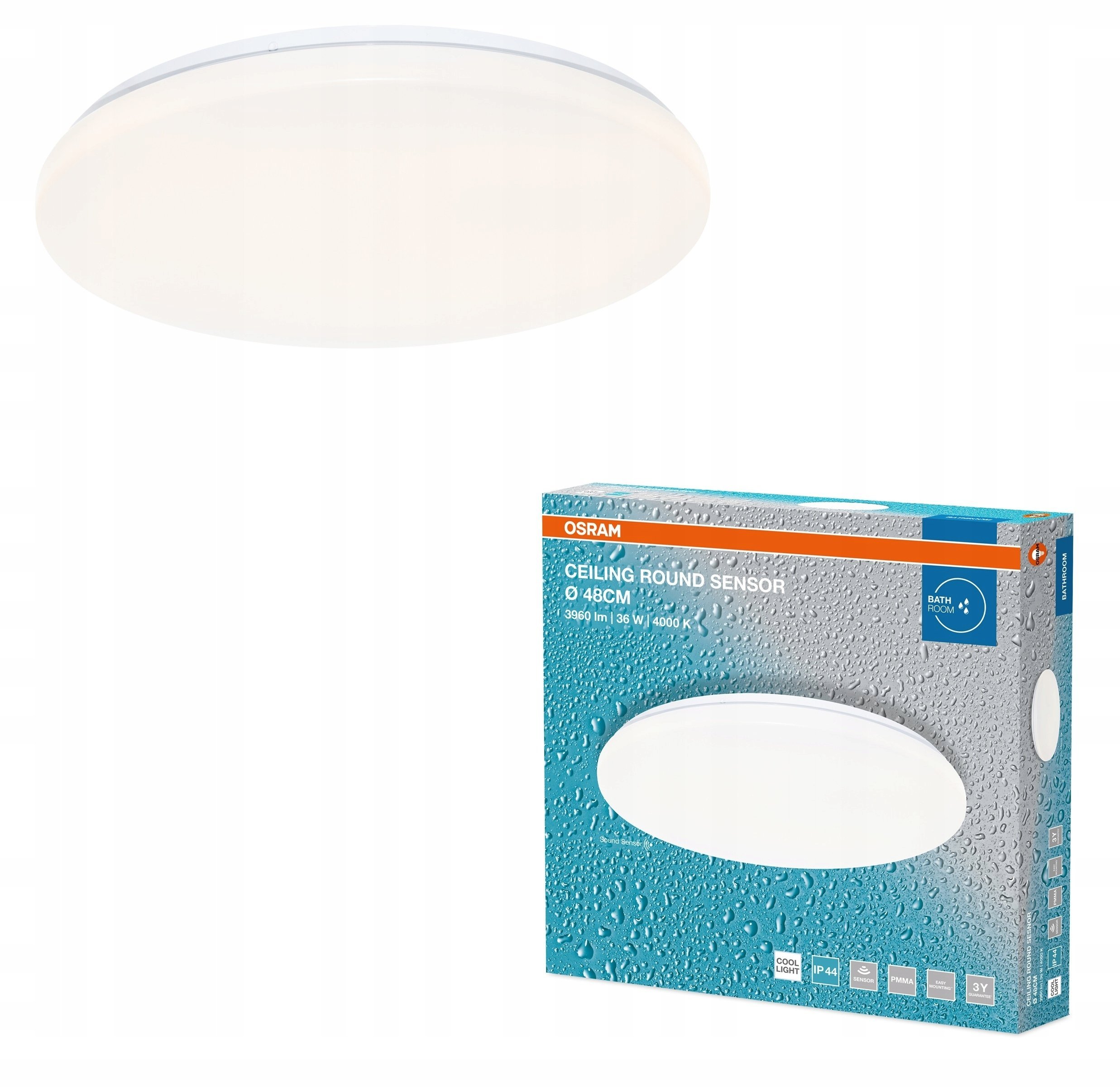Lampa sufitowa VTAC Plafon LED ceiling round SEN 36W 3960lm 4000K 840 IP44 4099854648205