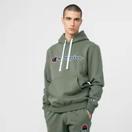 Bluzy sportowe męskie - Męska bluza dresowa nierozpinana z kapturem CHAMPION HOODED SWEATSHIRT - oliwkowa/khaki - miniaturka - grafika 1