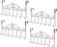 Ręczniki - 4-pak wieszaków na drzwi do powieszenia - 42,5 cm - wieszak na ręczniki - łazienka, przedpokój, salon wieszaki na płaszcze z 7 haczykami wieszak na drzwi wieszak na płaszcze wieszak na drzwi wieszak na płaszcze 4 sztuki wieszak na drzwi w kolorze brązowym - miniaturka - grafika 1