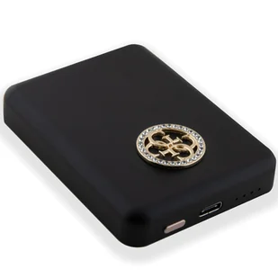 Guess Powerbank indukcyjny 5W GUPBM3AL4DMK 3000mAh czarny/black MagSafe 4G Strassed Metal Logo - Powerbanki - miniaturka - grafika 6