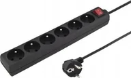 Kable komputerowe i do monitorów - PremiumCord PREMIUMCORD Prodlužovací přívod 230V 5m 6 zásuvek + vypínač, černý - miniaturka - grafika 1