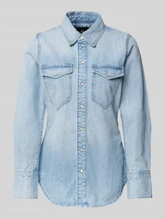 Bluzka jeansowa o kroju slim fit z kieszeniami z patką na piersi model ‘Western shirt’ - Bluzki damskie - miniaturka - grafika 1