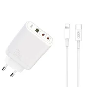 Ładowarki do telefonów - XO Ładowarka sieciowa CE04 PD 65W QC 4 45W 1x USB 2x USB-C biaa + kabel USB-C - Lightning - miniaturka - grafika 1