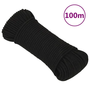 vidaXL Linka robocza, czarna, 5 mm, 100 m, poliester - Żeglarstwo - miniaturka - grafika 1
