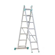 Drabiny - ALVE Aluminiowa dwuczęściowa drabina uniwersalna EUROSTYL przystosowana do używania na schodach, 2x7 szczebli, długość 3,14 m 558006 - miniaturka - grafika 1