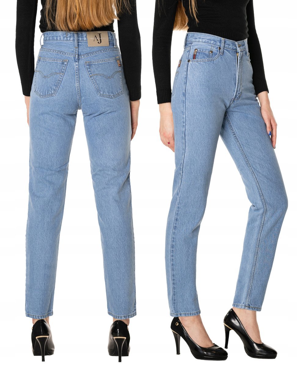 Jeansy Damskie Spodnie Mom Fit Wysoki Stan 923 W30