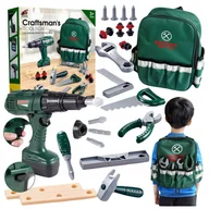 Mały majsterkowicz - Plecak Majsterkowicza Narzędzia Dla Dzieci Zestaw Wiertarka na Baterie Piła - miniaturka - grafika 1