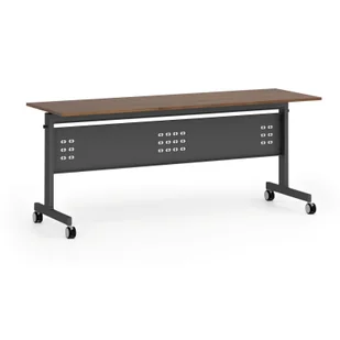 Mobilny stół PRIMO MOBI, 1800 x 600 mm, podstawa czarna, orzech - Biurka - miniaturka - grafika 1