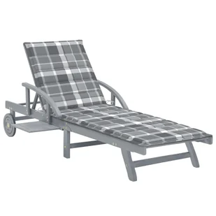vidaXL Ogrodowy leżak z poduszką lite drewno akacjowe   3061343 - Leżaki ogrodowe - miniaturka - grafika 2