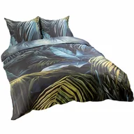 Pościel - Pościel satynowa 160x200 Liście czarna turkusowa SATYNLOVE PREMIUM - miniaturka - grafika 1