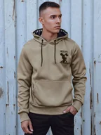 Bluzy męskie - Bluza męska z kapturem beżowa Dstreet BX5848 - miniaturka - grafika 1