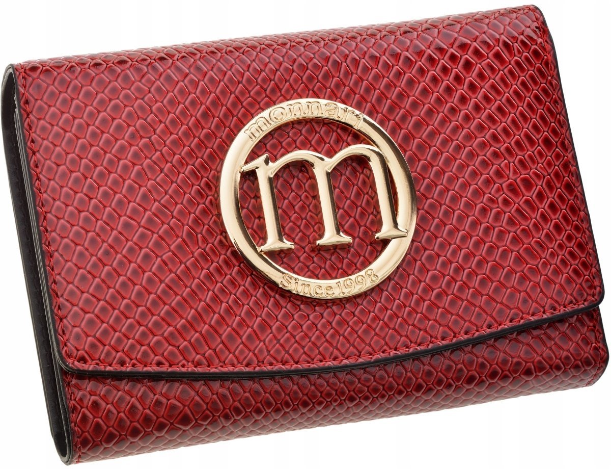 Monnari Mały Portfel Damski Z Klapą Ze Wzorem Skóry Zgrabna Portmonetka