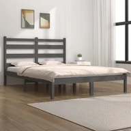 Łóżka - Łóżko z litego drewna sosna szara 200x200 cm - miniaturka - grafika 1