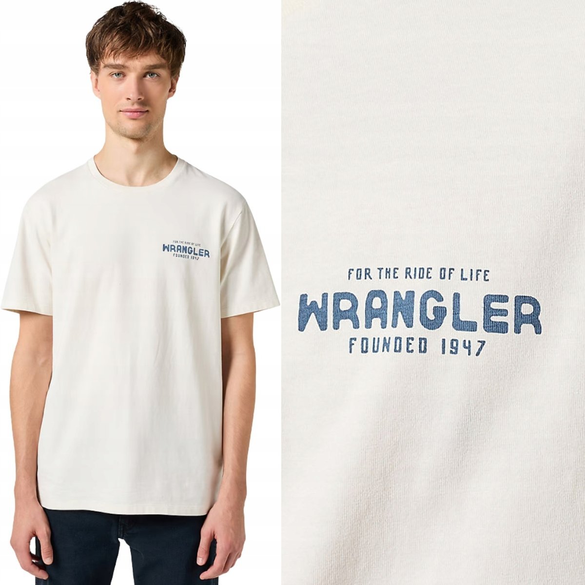 Wrangler GRAPHIC TEE Vinatge BIAŁA BAWEŁNIANA KOSZULKA T-SHIRT LOGO S