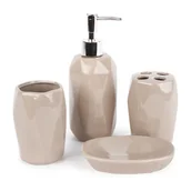 Akcesoria łazienkowe - Zestaw łazienkowy Dolomite, beżowy - miniaturka - grafika 1