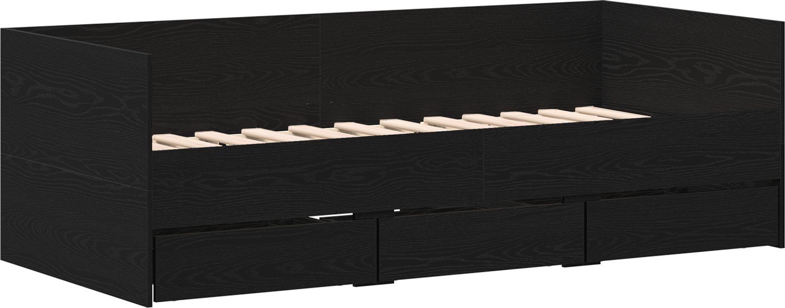 vidaXL Łóżko dzienne Czarne dębowe Materiał drewnopochodny 90 x 190 cm