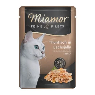 Miamor Feine Filets w galarecie Tuńczyk w galarecie z łososia 48x100 g - Mokra karma dla kotów - miniaturka - grafika 1