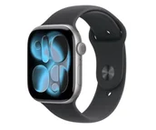 Smartwatch - Apple Watch 11 GPS + Cellular 46mm z aluminium gwiezdna szarość pasek sportowy S/M Czarny - miniaturka - grafika 1