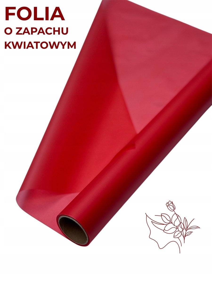 Matowa folia do pakowania florystyczna do pakowania 50cmX9m Czerwony