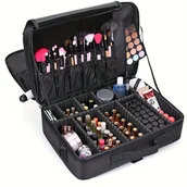 Inne - TEMU Trójwarstwowe Pudełko na Makijaż Dużej Pojemności Kosmetyczka Wielofunkcyjna Torba do Przechowywania Narzędzi Kosmetycznych Damskie Podróżne - miniaturka - grafika 1