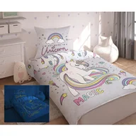 Pościel dla dzieci - Detexpol Pościel świecąca w ciemności 160x200 Jednorożec Unicorn 7452 magiczny konik kucyk szara 2917 A - miniaturka - grafika 1