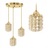 Lampy sufitowe - Lampa Wisząca Glamour Kryształowa Gold Złota - miniaturka - grafika 1