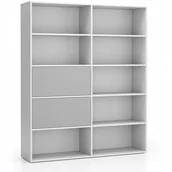 Regały biurowe - B2B Partner Regał biurowy szeroki LAYERS, 2 schowki, 1582 x 400 x 1905, biały/szary 611494 - miniaturka - grafika 1