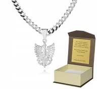 Biżuteria dla dzieci - 925 SREBRO ŁAŃCUSZEK 50cm ORZEŁEK DEDYKACJA P2Z55 - miniaturka - grafika 1