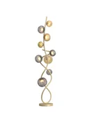 Lampy stojące - Złota lampa podłogowa MALTA 9 punktów światła BARWA CIEPŁA szklane klosze - miniaturka - grafika 1