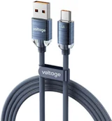 Ładowarki samochodowe - Kabel USB-A / USB-C Voltage PureCrystal 66W 100cm niebieski - miniaturka - grafika 1