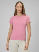 Koszulki i topy damskie - 4F T-shirt slim gładki damski - różowy XXL - miniaturka - grafika 1