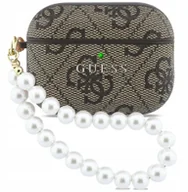 Akcesoria do słuchawek - Etui Guess 4G Pearl Strap do Apple AirPods Pro 3 brązowy - miniaturka - grafika 1
