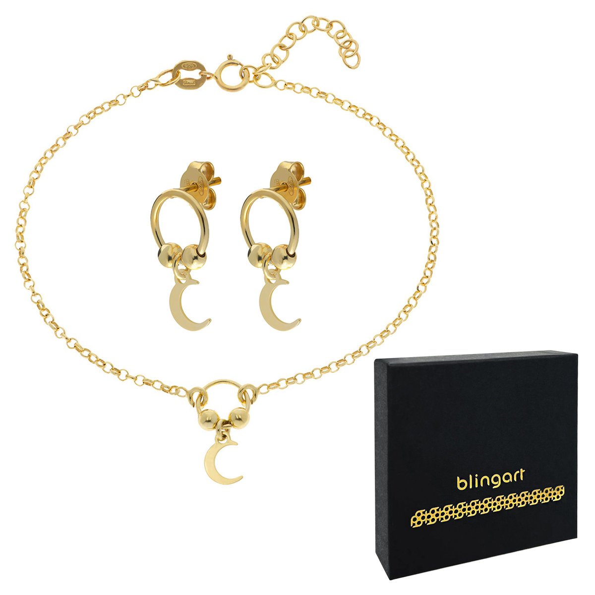 Komplet srebrny KOLCZYKI I BRANSOLETKA KSIĘŻYC 925