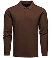 Koszulki męskie - Longsleeve polo premium brązowy Recea - miniaturka - grafika 1