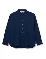 Koszule męskie - Tommy Hilfiger Męska koszula Flex Brushed Twill Rf Casual, Granatowy (Carbon Navy), 3XL - miniaturka - grafika 1