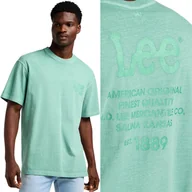 Koszulki męskie - Lee LOGO LOOSE TEE BARDZO LUŹNY ZIELONY BAWEŁNIANY T-SHIRT KOSZULKA LOGO M - miniaturka - grafika 1