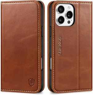 Etui z klapką Portfel Skóra Shieldon do Apple iPhone 16 Pro Max brązowy - Portfele - miniaturka - grafika 1