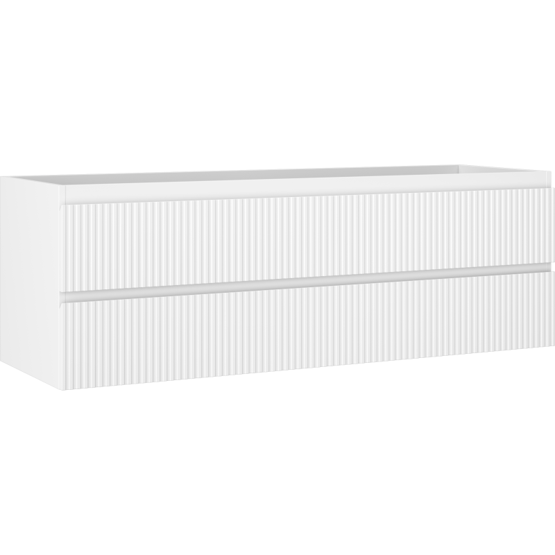 Mexen Rivel szafka łazienkowa podumywalkowa 140 cm, 2 szuflady, ryflowana , biała mat - 91A20-14047-2-BFF01