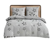 Pościel - Pościel satynowa- Gwiazdki/szara - 200X200 -Elway - miniaturka - grafika 1