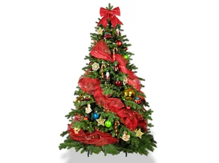 Dekorowana sztuczna choinka ze 104 ozdobami SYMBOL CHRISTMAS 180 cm ze stojakiem i ozdobami świątecznymi - Choinki - miniaturka - grafika 1