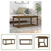 Ławy i stoliki kawowe - The Living Store Stolik kawowy miodowy brąz 110x55x45 cm lite drewno sosnowe - miniaturka - grafika 1