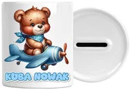 Skarbonki - Skarbonka Mis Misiu Niebieski Z Napisem Nadrukiem Urodziny Zatyczka Na Dole - miniaturka - grafika 1