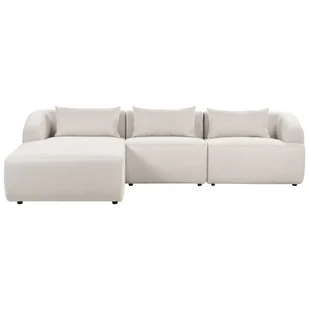 BELIANI Narożnik prawostronny 3-osobowy beżowy tapicerowany sofa narożna dodatkowe poduszki minimalistyczny styl - Narożniki - miniaturka - grafika 1