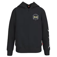 Bluzy damskie - LEGO Chłopięca bluza Ninjago Jungen z kapturem LWStorm 100 kardigan sweter, 995 czarny, 110 - miniaturka - grafika 1