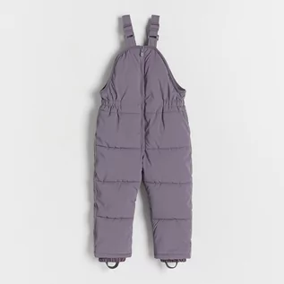 Spodnie i spodenki dla dziewczynek - Reserved - Ocieplane spodnie na szelkach - Szary - grafika 1
