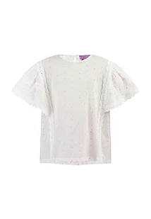 Scabbo Dziewczęca (Kids) bluzka z krótkim rękawem 82933809, biała różowo-pomarańczowa w kropki, 146, Białe różowo-pomarańczowe kropki, 146 - Bluzki damskie - miniaturka - grafika 1