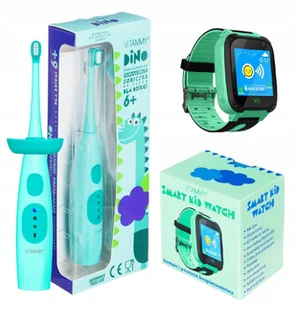 VITAMMY VITAMMY DINO różowa + zegarek VITAMMY SMART KID WATCH różowy Zestaw prezentowy szczoteczka soniczna do zębów dla dzieci i zegarek gps TOW018749 - Szczoteczki do zębów dla dzieci - miniaturka - grafika 2