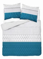 Pościel - Pościel z mikrofibry 220x200 szara turkusowa ciemna pasy 5166 A 30 Light - miniaturka - grafika 1